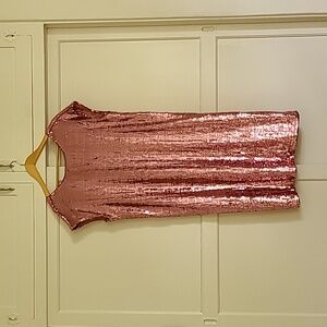 Pink Sequin Midi Dress